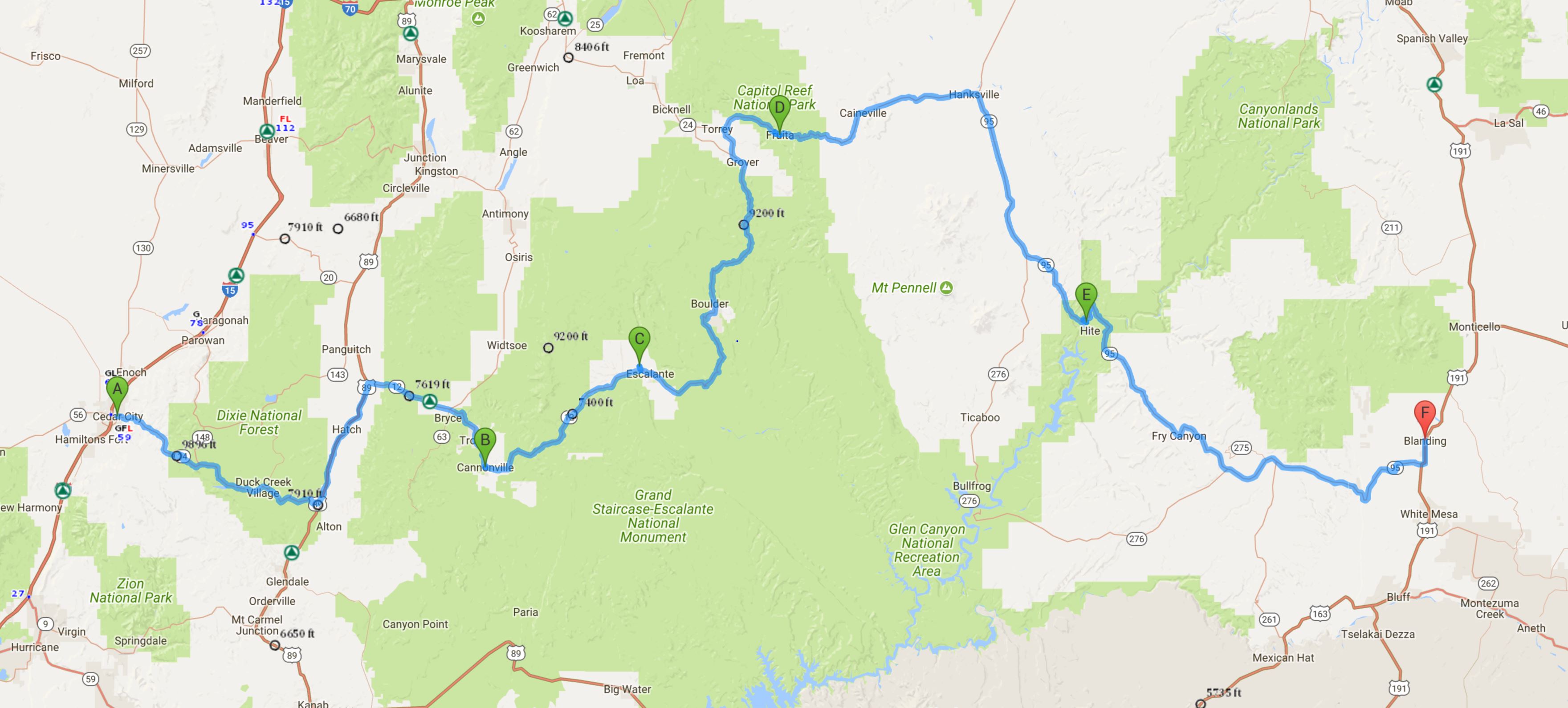 0902 Cedar City to Blanding Route 360